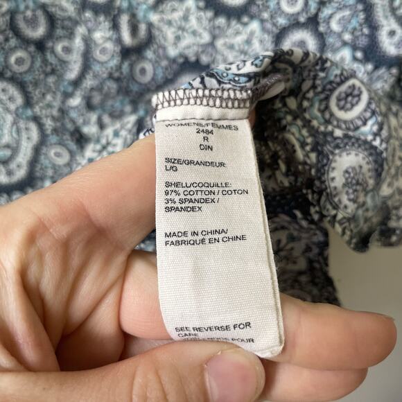 Woolrich Womens Short Sleeve Cotton Blend Lightweight‎ Paisley Blouse Sz L Blue - Picture 4 of 8